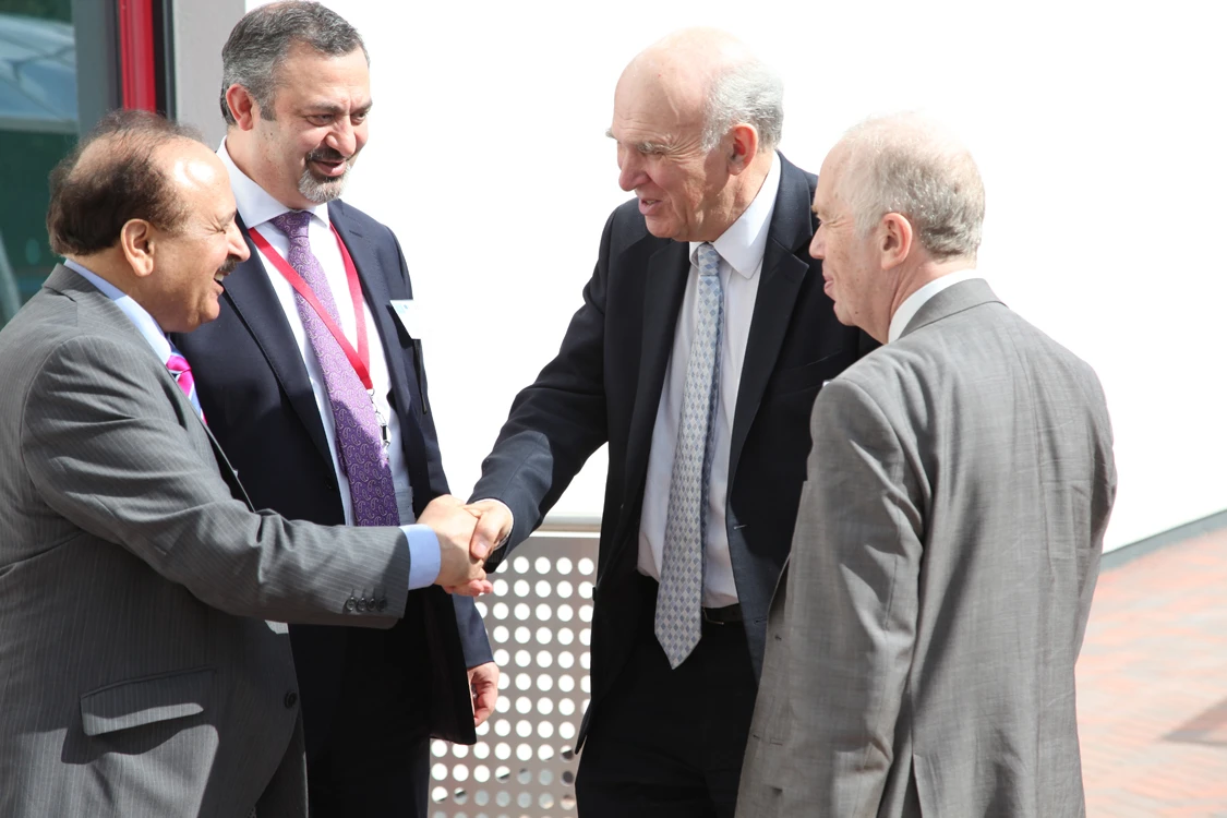 Lord Hussain college patron Ali Hadawi CBE college Principal Dr Vince Cable Business Secretary and Professor James Crabbe chair of Governors